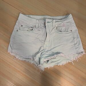 American Eagle Outfitters Light Wash Frayed Denim Shorts